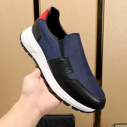 Prada Men Shoes Luxury Brand Sneakers Prax 01 Leather And Technical Fabric Slip-On Sneakers