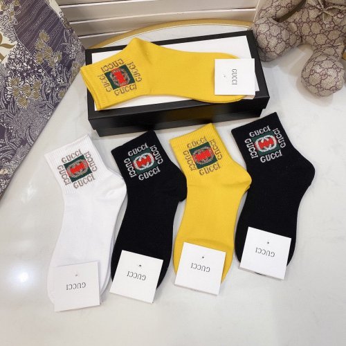 Gucci Socks 5 Pairs with Original Box Luxury Brand Breathable Gucci Sock