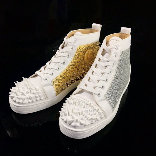 Christian Louboutin Mens Shoes Luxury Brand Red Bottom Design Louis Junior Spikes Flat with Original Box CL sneakers