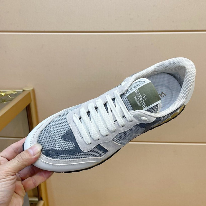 Valentino Men Shoes Fashion Design Luxury Brand ROCKRUNNER CAMOUFLAGE LAMINATED STUDDED SNEAKER with Original Box