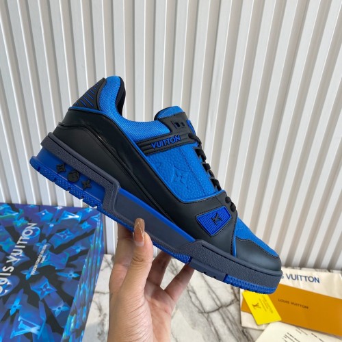 Louis Vuitton Men Shoes Fashion Design Luxury Brand LV TRAINER SNEAKER 1A8WFH Black Monogram-embossed grained calf leather with Original Box