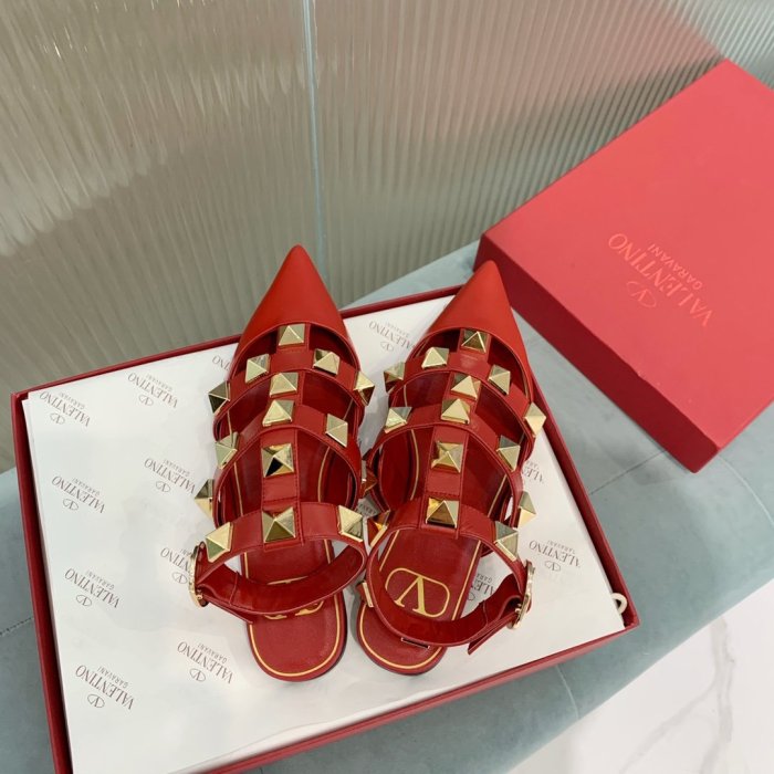 Valentino Women Shoes Mule Flip Flop Sandals ROMAN STUD CALFSKIN BALLET VW0S0BY5ZWM0RO with Original Box ROSSO VALENTINO