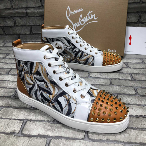 Christian Louboutin Mens Shoes Luxury Brand Red Bottom Design Louis Junior Spikes Flat with Original Box CL sneakers