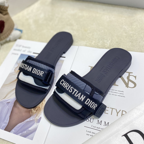 Dior Womens Shoes Sandals Slippers Slide Luxury Brand DIO(R)EVOLUTION SLIDE Shiny Technical Fabric with Dior Oblique Print with Original Box