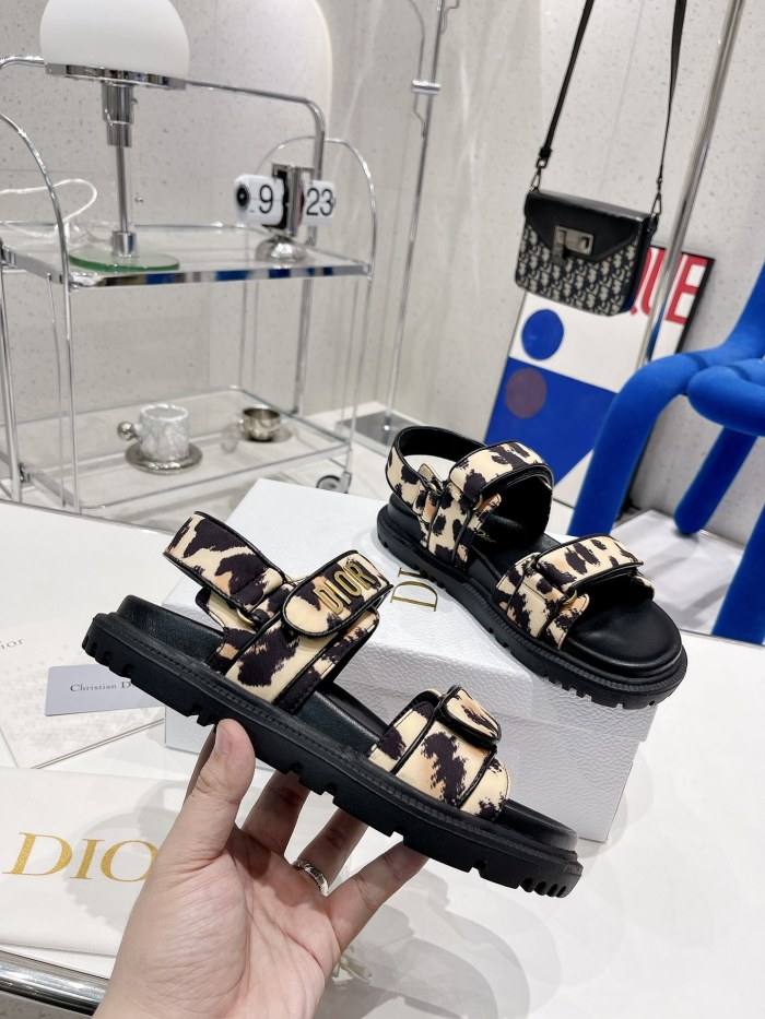 Dior Women Shoes Sandals Luxury Brand DIORACT SANDAL Multicolor Printed Silk with Original Box KCQ549MZS_S57P