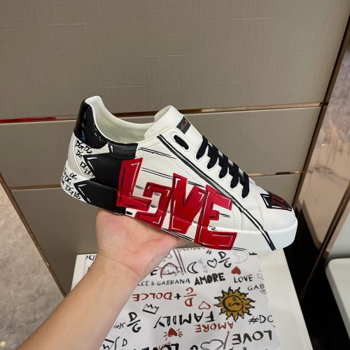 Dolce&Gabbana Men Shoes Sneakers Luxury Portofino Sneakers In Nappa Leather And Rubber Toe-Cap