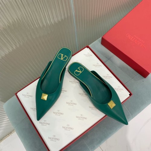 Valentino Women Shoes Mule Flip Flop Sandals ROMAN STUD FLAT MULE IN CALFSKIN with Original Box Luxury Brand