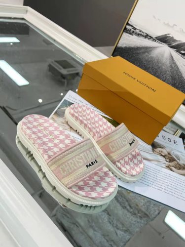 Dior Women Shoes Mule DWAY SLIDE Luxury Brand Womens Sandals Slippers with Original Box