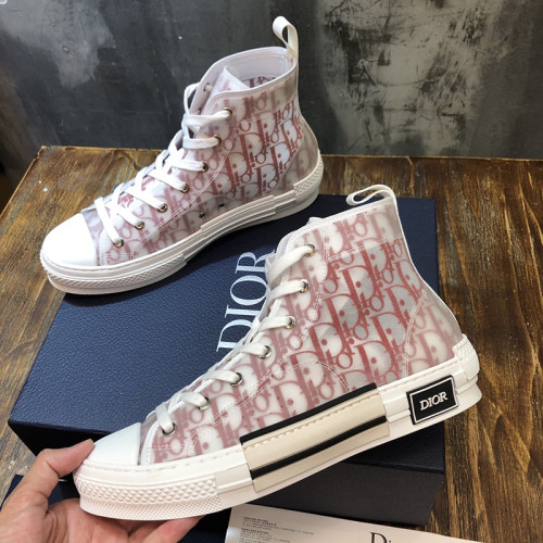 Dior Men Shoes B23 HIGH-TOP SNEAKER Red And White Dior Oblique Canvas 3SH118YNT_H360