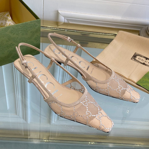Gucci Womens Shoes Slingback Pumps Heel Luxury Brand Wedding Fashion Shoes for Women with Original Box