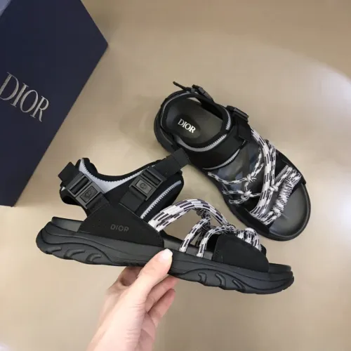 Dior Mens Shoes Sandals Luxury Brand DIOR H-TOWN SANDAL Technical Fabric with Brown Nubuck Calfskin with Original Box 3SA108ZON_H162