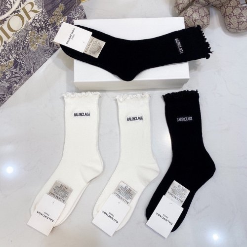 Balenciaga Socks 4 Pairs with Original Box Luxury Brand Breathable Balenciaga Sock