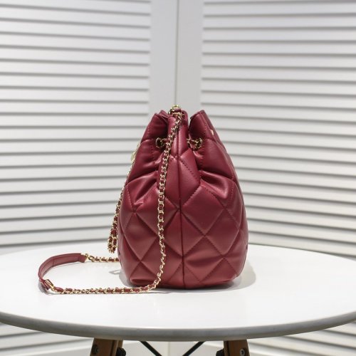 Chanel Womens Bags Drawstring Chain Bucket Bag