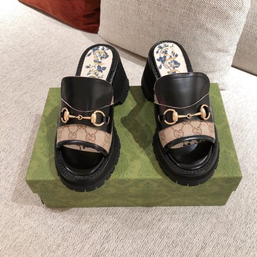 Gucci Women Shoes Women's Mid-heel Slide Sandal with Horsebit