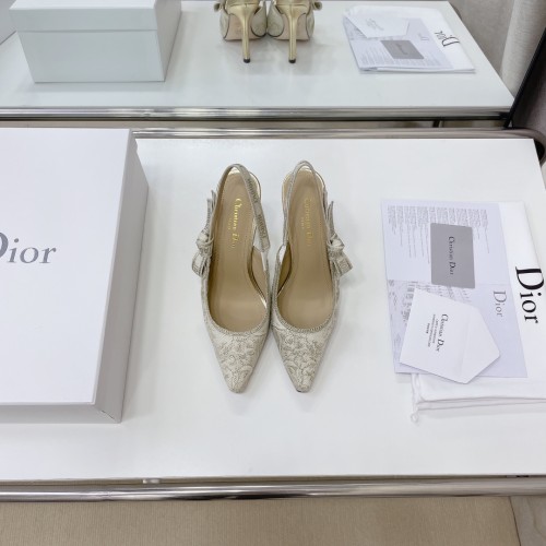 Dior Women Shoes Pumps Luxury Design Fashion Type High Heel Shoes for Wedding Style J'ADIOR SLINGBACK PUMP Cotton Embroidery with Micro Houndstooth Motif with Original Box