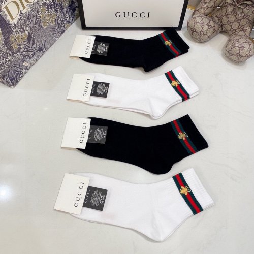 Gucci Socks 4 Pairs with Original Box Luxury Brand Breathable Gucci Sock