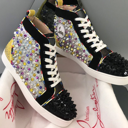Christian Louboutin Mens Shoes Luxury Brand Red Bottom Design Louis Junior Spikes Flat with Original Box CL sneakers