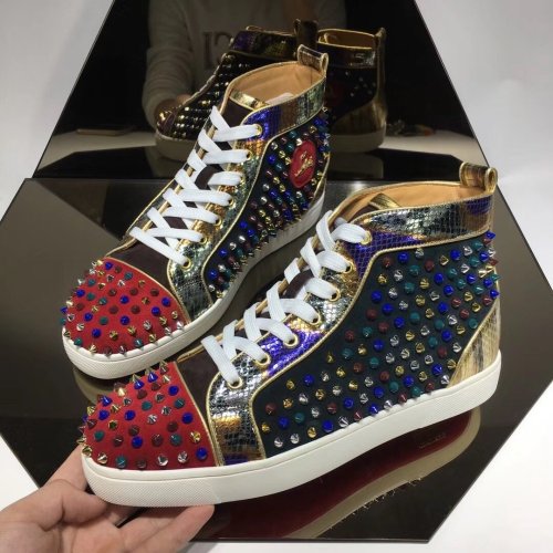 Christian Louboutin Mens Shoes Luxury Brand Red Bottom Design Louis Junior Spikes Flat with Original Box CL sneakers