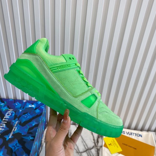 Louis Vuitton Men Shoes Fashion Design Luxury Brand LV TRAINER SNEAKER 1A8MJR Green Monogram denim with Original Box