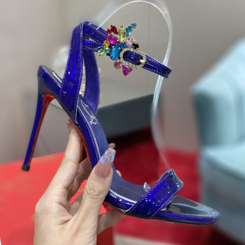 Christian Louboutin Womens Shoes Sandals Follies Strass High Heels Shoes Pumps 10cm Heel with Original Box