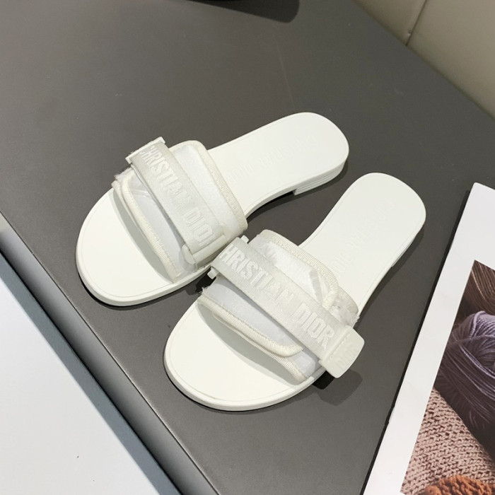 Dior Womens Shoes Sandals Slippers Slide Luxury Brand DIO(R)EVOLUTION SLIDE Shiny Technical Fabric with Dior Oblique Print with Original Box