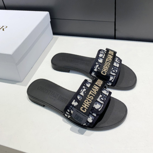 Dior Womens Shoes Sandals Slippers Slide Luxury Brand DIO(R)EVOLUTION SLIDE Shiny Technical Fabric with Dior Oblique Print with Original Box
