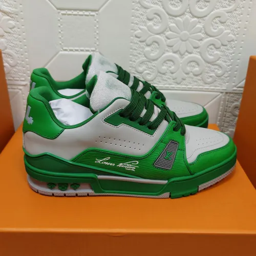 Louis Vuitton Womens Shoes Fashion Sneakers Design Luxury Brand LV TRAINER SNEAKER Mix of materials with Original Box 1A9JI9