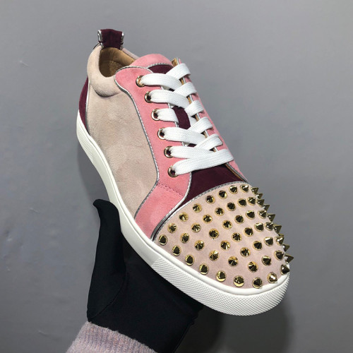 Christian Louboutin Mens Shoes Luxury Brand Red Bottom Design Louis Junior Spikes Flat with Original Box CL sneakers