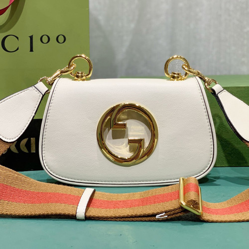 Gucci Womens Bags Shoulder Messenger Bag Luxury Brand Gucci Blondie mini bag in white leather with Original Box 698643 UXXAG 9161