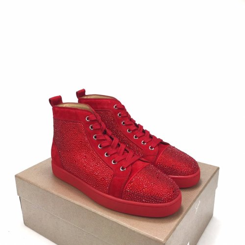 Christian Louboutin Mens Shoes Luxury Brand Red Bottom Design Louis Junior Spikes Flat with Original Box CL sneakers