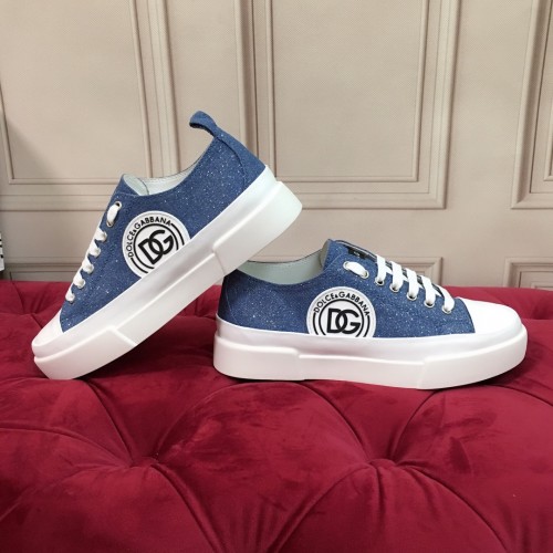 Dolce&Gabbana Womens Shoes Sneakers Fashion Type Luxury Brand Two-tone canvas Portofino Light Low-top sneakers with DG logo with Original Box