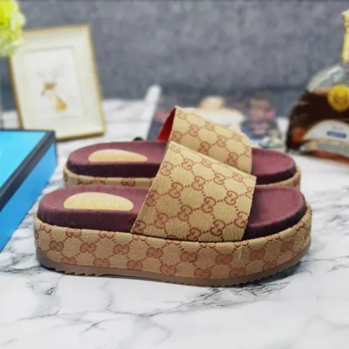 Gucci Mens Shoes Sandals Slides Slippers Luxury Brand Thick Sole Design with Original Box