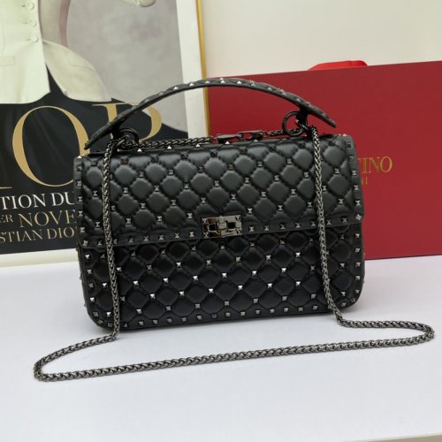 Valentino Womens Bags Crossbody Bags Handbags Luxury Brand LARGE ROCKSTUD SPIKE NAPPA LEATHER BAG with Original Box