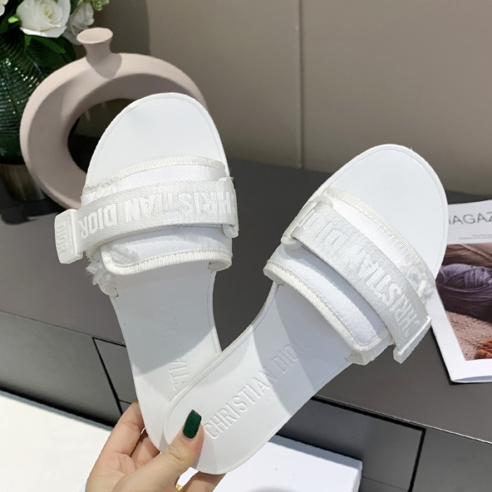 Dior Womens Shoes Sandals Slippers Slide Luxury Brand DIO(R)EVOLUTION SLIDE Shiny Technical Fabric with Dior Oblique Print with Original Box