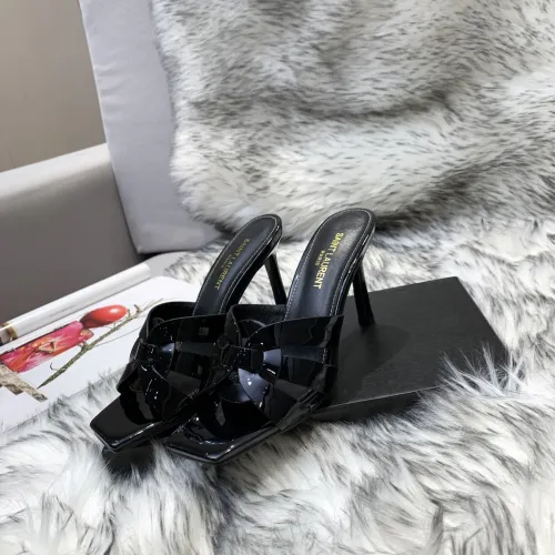 Saint Laurent YSL Womens Shoes TRIBUTE HEELED MULES IN SMOOTH LEATHER 9CM