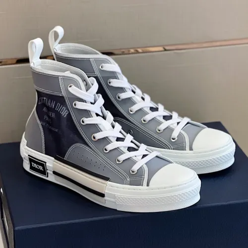 Dior Mens Shoes Sneakers Casual Luxury Brand B23 HIGH-TOP SNEAKER Dior Oblique Canvas with Original Box 3SH118ZMK_H761