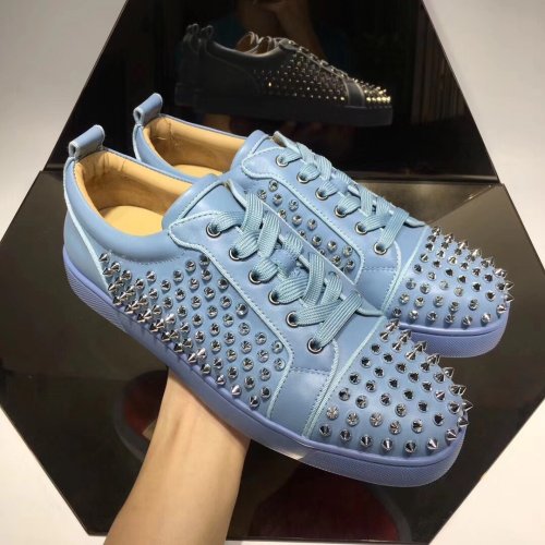 Christian Louboutin Mens Shoes Luxury Brand Red Bottom Design Louis Junior Spikes Flat with Original Box CL sneakers