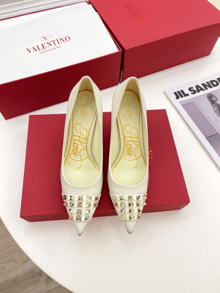 Valentino Womens Shoes ROCKSTUD SLINGBACK PUMP WITH SCULPTED HEEL IN KIDSKIN with Original Box 8cm Heel Design