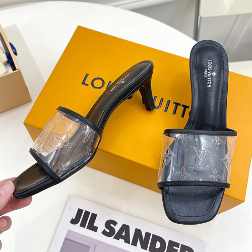 Louis Vuitton Womens Shoes Sandals Slippers Luxury Brand REVIVAL MULE 1A9P06 Monogram-embossed lambskin with Original Box 5.5cm Heel