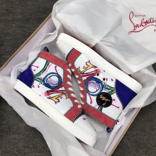 Christian Louboutin Mens Shoes Luxury Brand Red Bottom Design Louis Junior Spikes Flat with Original Box CL sneakers