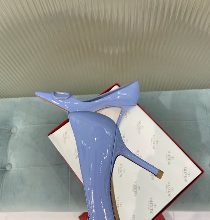 Valentino Women Shoes Mule Flip Flop Sandals VLOGO SIGNATURE CALFSKIN PUMP 80MM Luxury Brand with Original Box