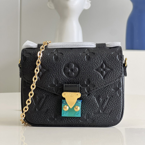 Louis Vuitton Womens Bags Shoulder Messenger Bag Luxury Brand MICRO MÉTIS leather M81390 with Original Box Black Monogram Empreinte embossed supple grained cowhide leather