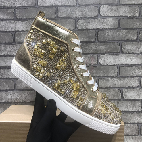Christian Louboutin Mens Shoes Luxury Brand Red Bottom Design Louis Junior Spikes Flat with Original Box CL sneakers