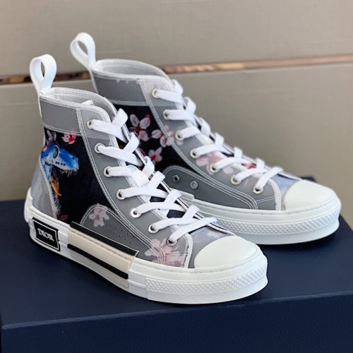 Dior Mens Shoes Sneakers Casual Luxury Brand B23 HIGH-TOP SNEAKER Dior Oblique Canvas with Original Box 3SH118ZMK_H761