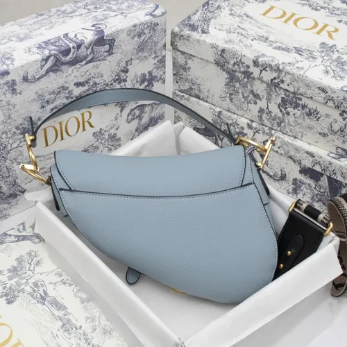 Dior Womens Bag Saddle Bag Luxury Brand Fashion Saddle Bag Denim Blue Shiny Goatskin M0446CCEH_M90B