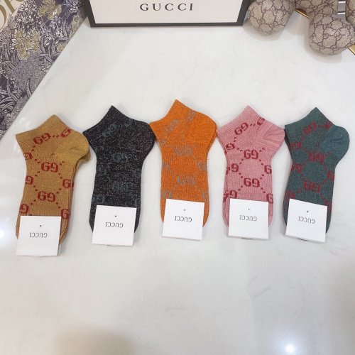 Gucci Socks 5 Pairs with Original Box Luxury Brand Breathable Gucci Sock