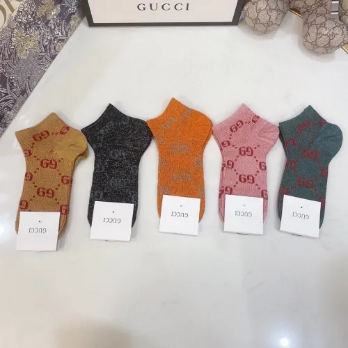 Gucci Socks 5 Pairs with Original Box Luxury Brand Breathable Gucci Sock