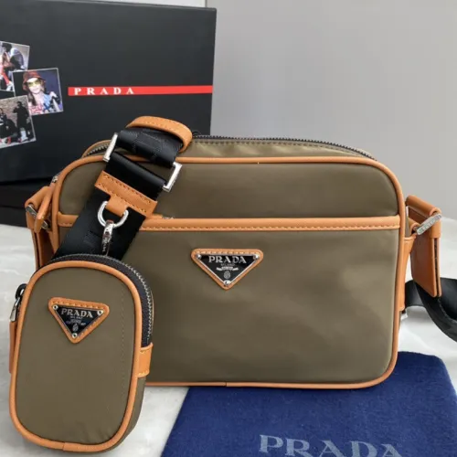 Prada Mens Womens Bags Shoulder Bag Luxury Brand Black Re-Nylon and Saffiano leather shoulder bag with Original Box 2VH048_2DMH_F0002_V_OOO