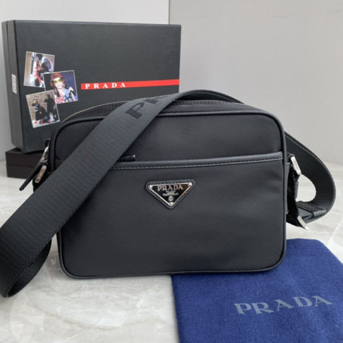 Prada Mens Womens Bags Shoulder Bag Luxury Brand Black Re-Nylon and Saffiano leather shoulder bag with Original Box 2VH048_2DMH_F0002_V_OOO