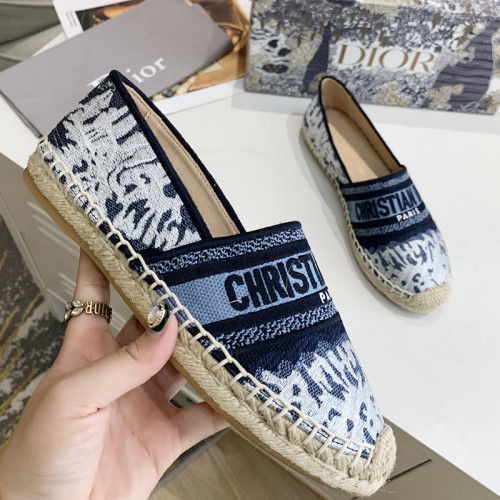 Dior Women Shoes Luxury Brand Design Dior Espadrille Nude Mesh Embroidery Womens Shoes with Original Box